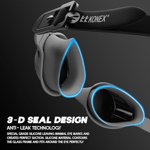 Image of KONEX Eco Swimming Goggles | Adults | Polarised UV Lens | Grey