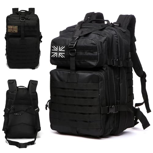 Image of ChioSun 45L Military Tactical Backpack,Large Rucksack for Men & Women,Black