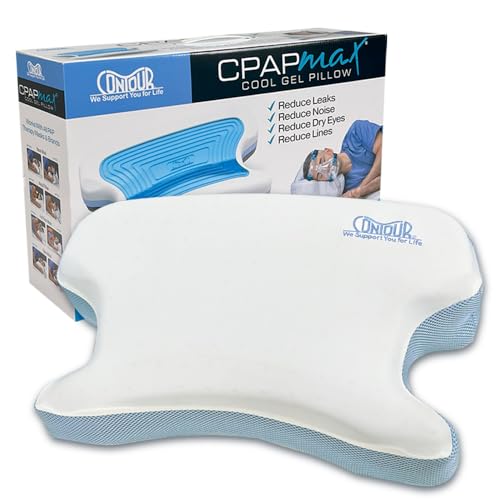 Contour CPAPMax Cooling Gel - CPAP Pillow for Side, Back and Stomach Sleepers with Adjustable Memory Foam - Pillow for CPAP Users, Sleeping with Mask