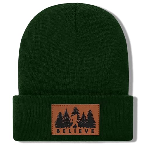 Image of Bigfoot Beanie for Men - Sasquatch Hat Winter Knit Cuffed Beanie for Women - Bigfoot Gifts for Christmas & New Year