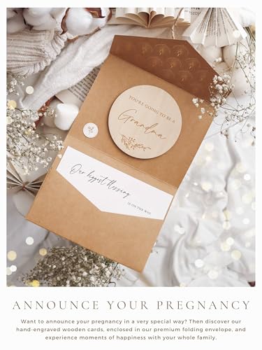 Image of Joli Coon Pregnancy announcement wooden card - You're going to be a grandma with pocketfold envelope and seal sticker - Baby announcement grandma
