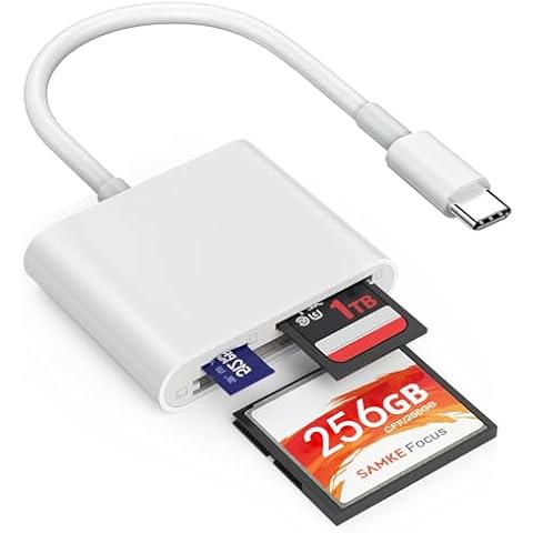 USB C SD/TF/CF Memory Card Reader for iPad/Mac/iPhone 15 and Above, Type-C to CF SD TF 3 in 1 SLR Camera Card Reader with iPad MacBook Pro/Air/Mini Mac/Android Laptop/Tablet/Phone/Galaxy S21 S22 S23 Cover