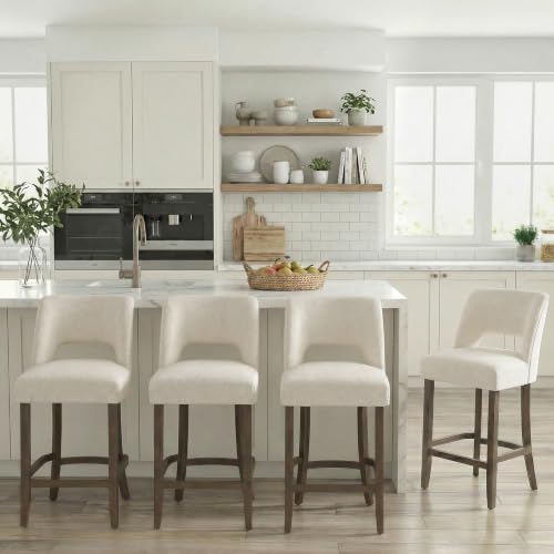 Image of VKNOW Bar Stools Set of 4, 26 inch Fabric Counter Height Bar Stools, White
