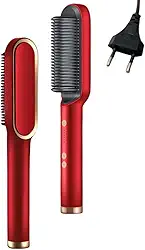 Escova Alisadora Anion Hair 3 em 1-110/220 - Alisa, Seca e Hidrata Cabelos - Ideal Para Todos Os Tipos De Fios (Vermelho)