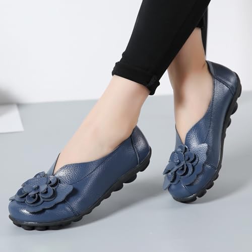 Image of MOYOWEI Women's Leather Slip On Loafers Colorful Flat Shoes