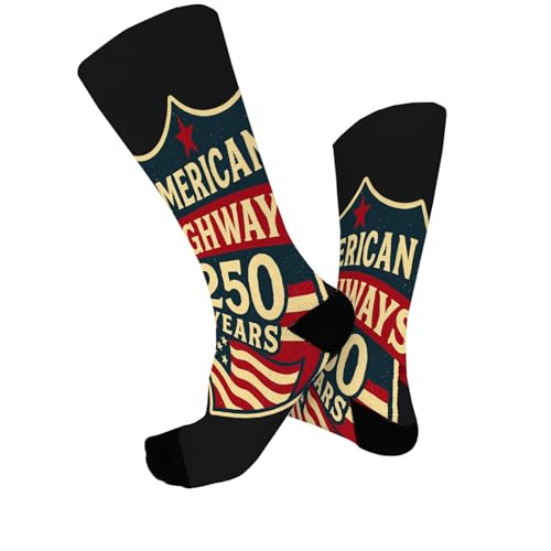 250th Anniversarys American Highways 250 Years Of Freedoms 1776-2026 Half Calf Sock For Him2