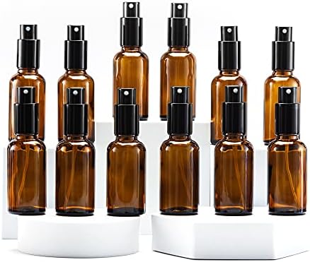 Yizhao 50ml Amber Glass Spray Bottle for Essential Oils, Small Empty Fine Mist Spray Bottle, for Cleaning, Aromatherapy, Cosmetic Sprays, Hair 6 Pcs