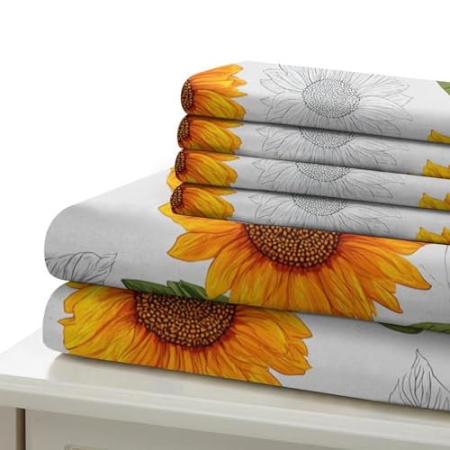Housse de couette tournesol 140x200 adulte imprimé 3D douce - 7
