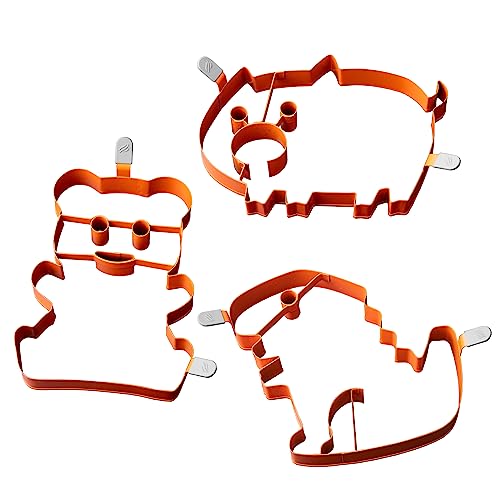 BLACKSTONE 5251 9 Piece Pancake Art Kit- Four 8 Oz Squeeze Bottles, Two 16 Oz Squeeze Bottles, 3 Animal Shaped Pancake Molds (Dinosaur, Bear and Pig) - Cooking Accessory Shapers for Kids and Adults - image 2