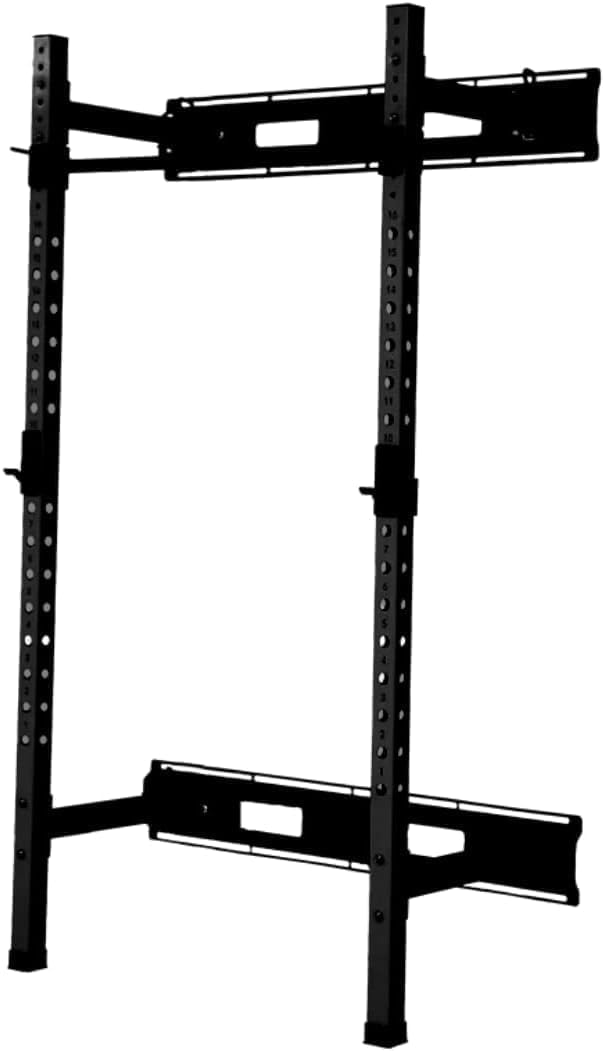 Photo 1 of ** color is orange **Fitvids Pro Series Wall Mounted Folding Power Rack Cage with J Hooks and Height Adjustable Pull Up Bar - Black