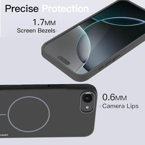 Image of KARWAN Ultra Slim MagEaze Magnetic Matte Finish Back Case Cover Compatible with iPhone 16E N52 Magnetic Ring, Wireless Charging Compatible, Scratch Resistant, Hard PC, Black