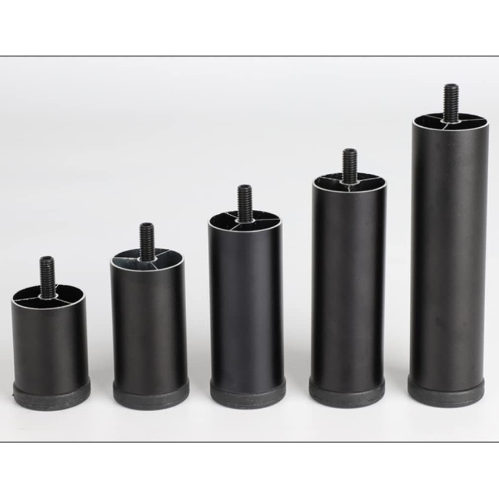 Verstellbare Möbelbeine für Sofas, Ø 38 mm, schwarzes Metall, M8 runde Tischfüße, 4 Stück (15 cm) – Aluminium-eloxierte Oberfläche, perfekt für Heimdekoration und Renovierung