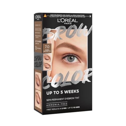 L'Oréal Paris, Colorazione Semipermanente per Sopracciglia, Risultati Visibili in 5 minuti, Dura Fino a 5 Settimane, Senza Ammoniaca, Brow Color, Tonalità: 7.0 Dark Brunette
