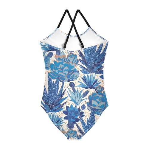KLL Succulents Cacti Colorful Dots Girl 1 Piece Swimsuits Beach Swimming Suits Adjustable Shoulder Strap Quick-Dry2