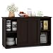 WATERJOY Kitchen Storage Sideboard, Stackable Buffet Storage Cabinet with Sliding Door Panels for Home Kitchen, Antique Brown
