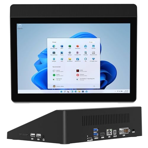 Image of 10.1 inch Industrial Touchscreen Mini PC with Battery, Win 10 Mini-Desktop J3455 4GB RAM, 64GB ROM eMMC, 4K Display Output HDMI 1.4, RS232 Dual-Band WiFi 5 for POS, Kiosk, Digital Signage