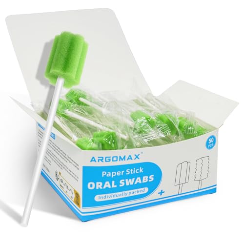 Esponjas dentales estériles, 50 unidades de hisopos dentales para el cuidado bucal, hisopos de limpieza bucal, esponja higiénica bucal, hisopos de algodón, bastoncillos de cuidado bucal, espuma para