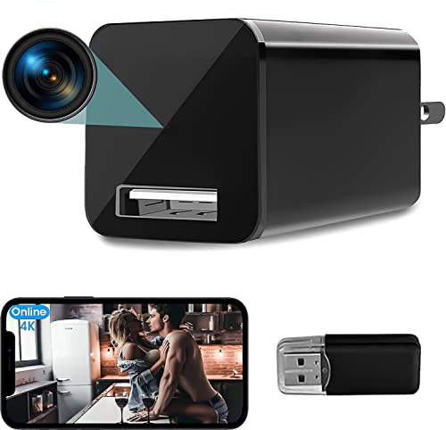 USB Camera Charger, Mini Spy Camera, USB Spy Camera Wall Charger, Wireless Hidden Cameras and Nanny Camera for Home, Micro Full HD 1080p Cam