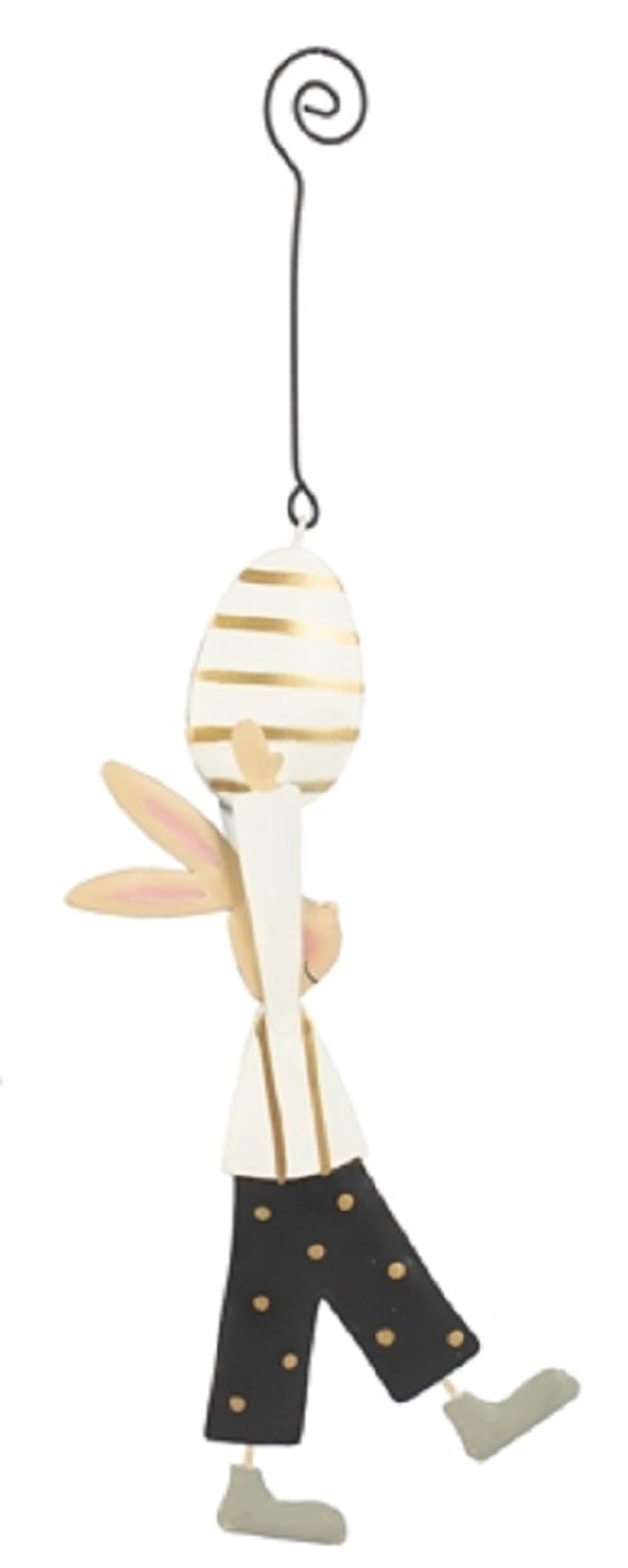 origineller und ausgefallener Anhänger Osterhase mit Osterei als beidseitig bemalte federleichte Metallfigur in 3 verschiedenen Ausführungen einzeln oder als 3-er Set (3-er Set Sortiert)