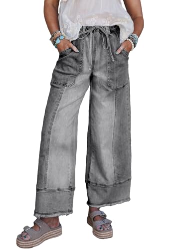 SHEWIN 2026 Summer Wide Leg Jeans Women Straight Leg Loose Fit Jeans for Women Trendy Denim Pants Gray Size 12