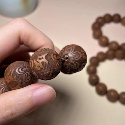 Perles de chapelet en bois avec gravure exquise pour méditation zen