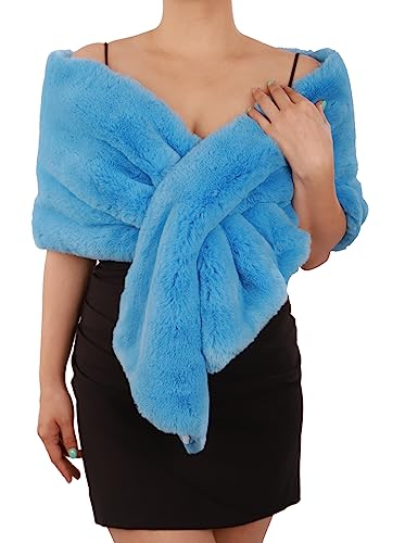 Octwine Cross Faux Fur Shawls Bridal Faux Fur Shawls Warm Fur Wraps Fur Scarf Cute Fur Shawls for Women