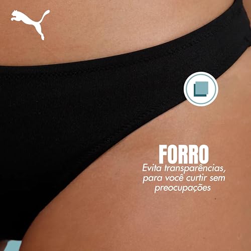 PUMA Biquíni Calcinha Clássica UV50+ AntiCloro Praia Piscina Feminino Adulto, Preto, G