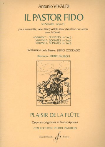 Partition Flûte Piano Vivaldi Sonatas Op.13 Il Pastor Fido Vol 1