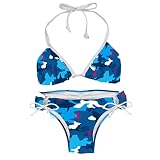 FWEFW Anker-Camouflage-Ozeanhai Bikinis FüR Damen String BadeanzüGe Sets Krawattenknoten