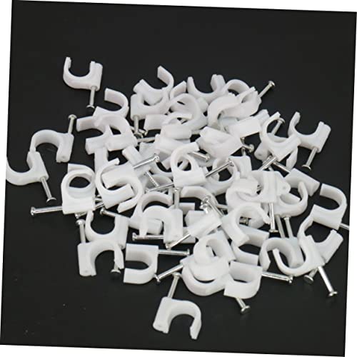 Plastic round Cable Wire Clips 300Pcs for Cable Management White | Hardened Nails, Corrosion-Free Plastic Build, for RJ45 and Electrical Cable Use, Office and Outdoors miniatura 7