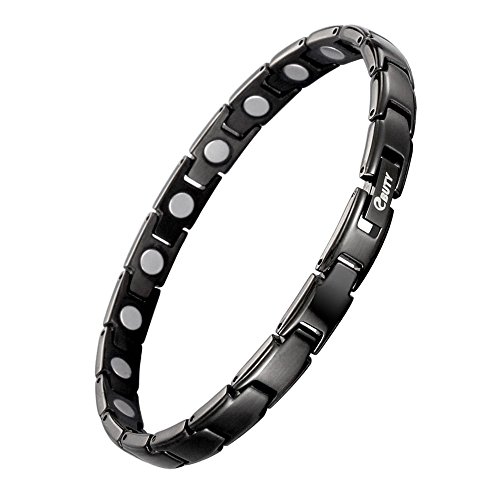 EBUTY Women Stainless Steel Bracelet in Velvet Gift Box with Free Link Removal Tool Black