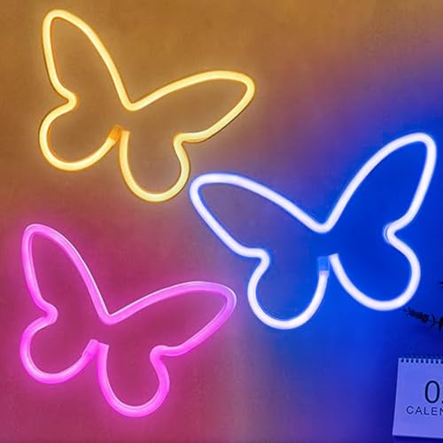 Image of 3PCS LED Neon Light Sign Butterfly Neon Signs Home Night Lights for Kids' Bedroom Decorative lamps Wall Art Romantic Christmas Birthday Gift
