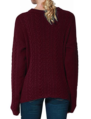Image of PrettyGuide Women's Sweater Long Sleeve Eyelet Cable Lace Up Crop Top