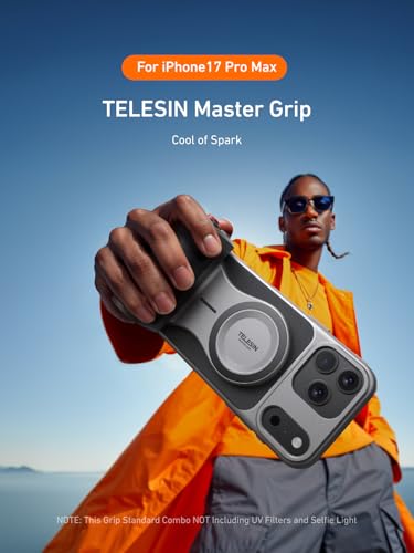 Image of TELESIN Magnetic Master Grip Universal for iPhone /MagSafe, Phone Camera Grips Kit Built 3200mAh Battery Wireless Charging - DSLR Style Handle Holder -【Graphene Case Only for iPhone 17 Pro Max】