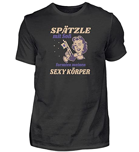T-shirt Spätzle et sauce pour homme en coton noir taille M style souabe