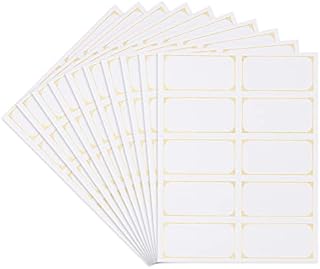 Bekecidi 100 Pieces Large Sticky Labels, Self Adhesive Blank Stickers Labels with Gold Border Writable Address Labels Name Tags Stickers for Jam Jars, Bottles, Kitchen Containers, File Folder