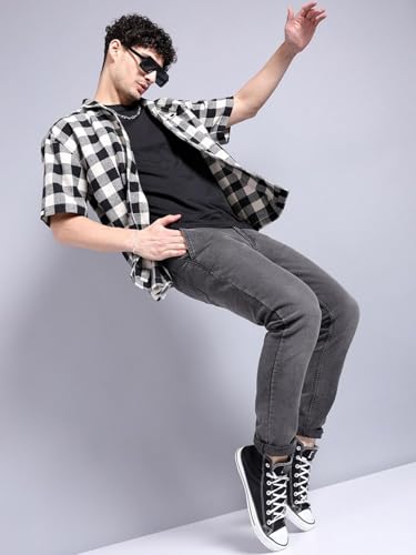 Image of The Indian Garage Co Men Slim Fit Solid Mid-Rise Jeans