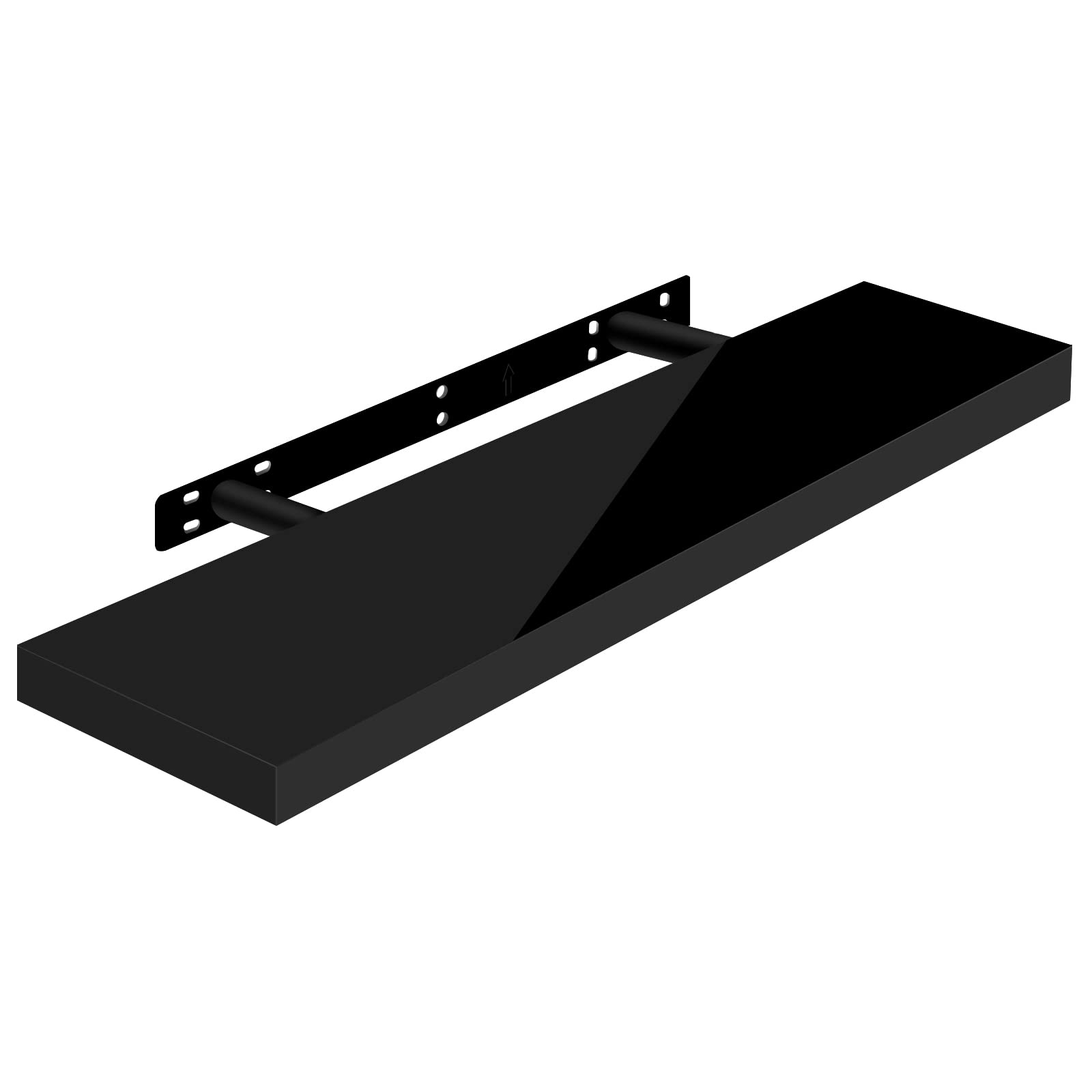 WOLTU Wandregal Volato Wandboard freischwebend hochglänzend Schwarz Schweberegal CD DVD Regal Bücherregal Holz Board 70x22,9x3,8cm RG9479sz