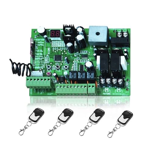 Control Board for AC Sliding Gate Opener, C24V Swing Gate Opener Motor Control Unit PCB Controller Circuit Board Electronic Card for Electric Automatic Gate Openers(4 Remote Control)
