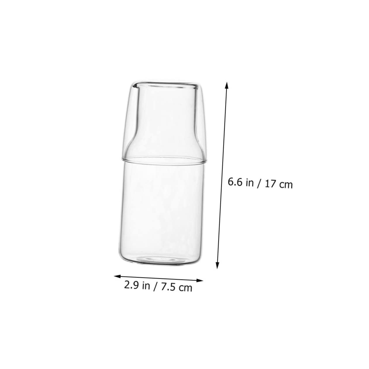 BESTYASH 2Sets Transparent Water Carafe with Cup Portable Glass Pitcher for Beverages for Bedroom and Office Use Heat Cold Resistant High Borosilicate Glass