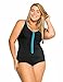 DELIMIRA - Bañador Cremallera Frontal Traje de Baño de Una Pieza para Mujer Multicolor #3 42