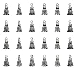 sowaka 60 dijes de borla con lazo para colgar de metal de 0.5 x 0.29 pulgadas, pequeños colgantes lindos para mujer, joyería, collares, pulseras, manualidades, aretes, suministros de decoración (plata