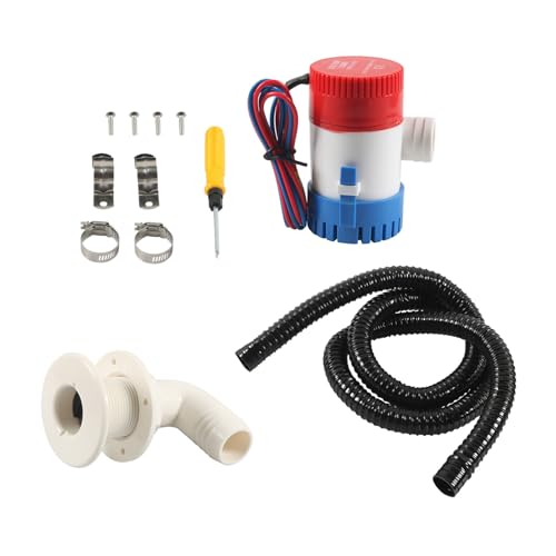 Nawwgy Marine Bilge Pumps Hose Installation Kits 1-1/8In Plumbing Includes Elbow Thru Hull Scupper for Efficient Water Removal Corrugated Hose Set
