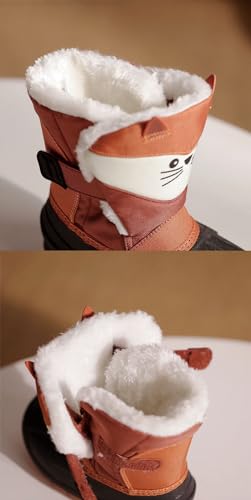 SECHRITE Toddler Kids Snow Boots Winter Boots Waterproof Outdoors Cartoon Animal Pattern Booties for Boys Girls - Toddler/Little Kid4