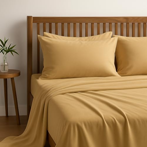 Image of Soft Microfiber Solid Sheets - Luxurious Microfiber Bed Sheets - Includes Flat Sheet & Pillowcases - Taupe Double