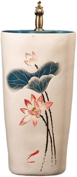 Pedestal Sinks Floor-Standing Column Sink Basin Household Bathroom Wash Ceramic Outdoor Pool (A)