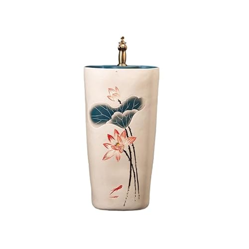 Pedestal Sink Floor-Standing Column Sink Basin Household Bathroom Wash Basin Ceramic Wash Basin Outdoor Pool Bathroom Sinks