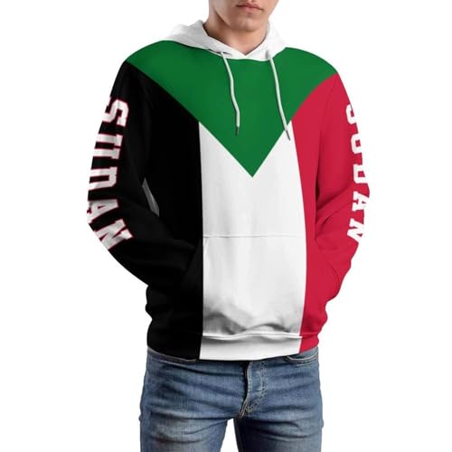 Sweat à capuche drapeau Soudan avec impression 3D thermique durable
