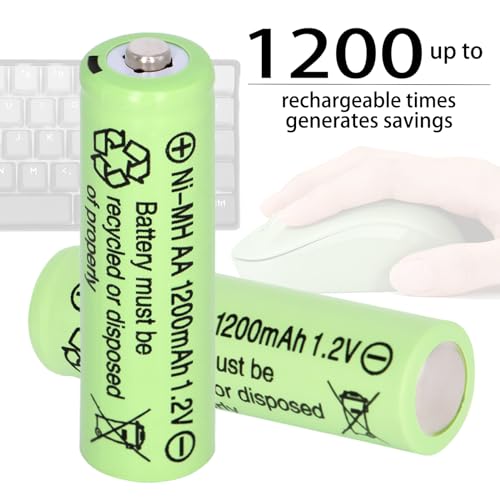 Ni-MH Rechargeable AA Batteries,1.2V 1200mAh High Capacity Pre-Charged Double A Solar Battery for Garden Landscaping Solar Lights, String Lights Pathway Lights,Mouse, Keyboard (Pack of 12) - Thumbnail 5