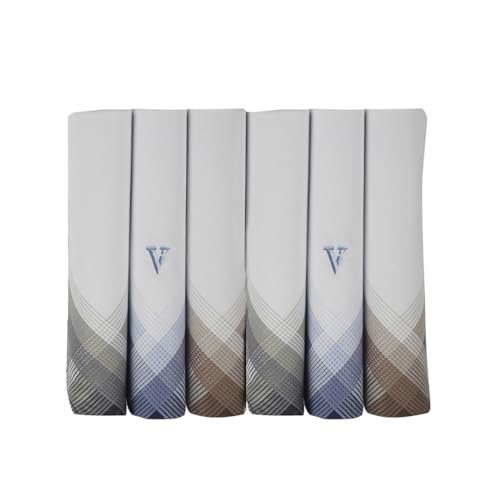 Van Heusen Men's Cotton Colour Border Handkerchief with Brand Logo (Pack of 6), Multicolour, 46 X 46 cm